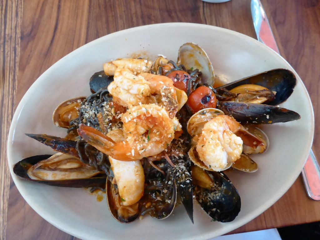 My lunch - squid ink pasta with seafood