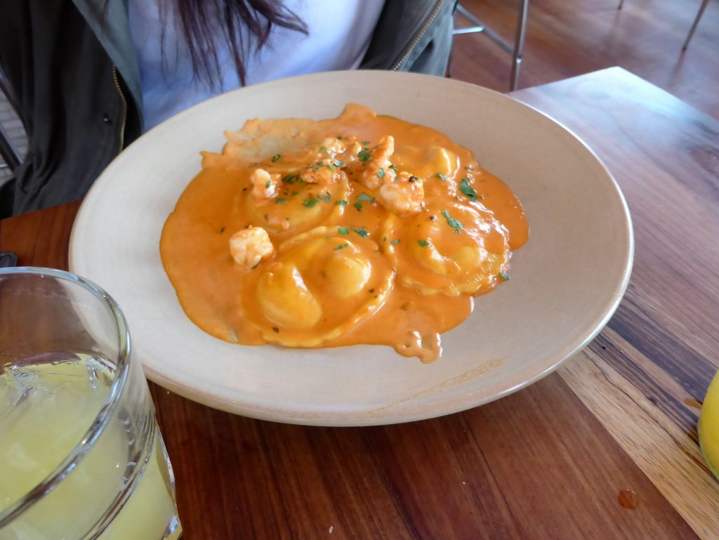 Amrit's lunch - lobster ravioli with dungeness crab